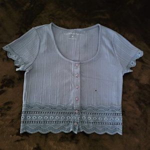 NWT Aeropostale Short Sleeve Crop Top (Periwinkle) Size M